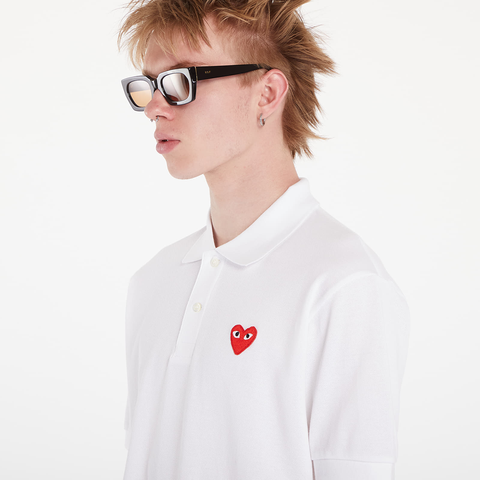 Koszulki Comme des Garçons PLAY Emblem Knit Short Sleeve Tee UNISEX White