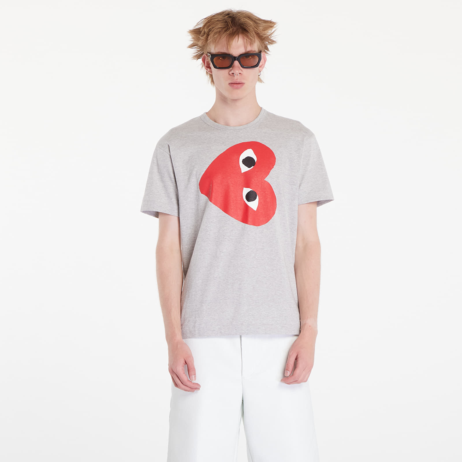T-paidat Comme des Garçons PLAY Logo Print Short Sleeve Tee UNISEX Grey