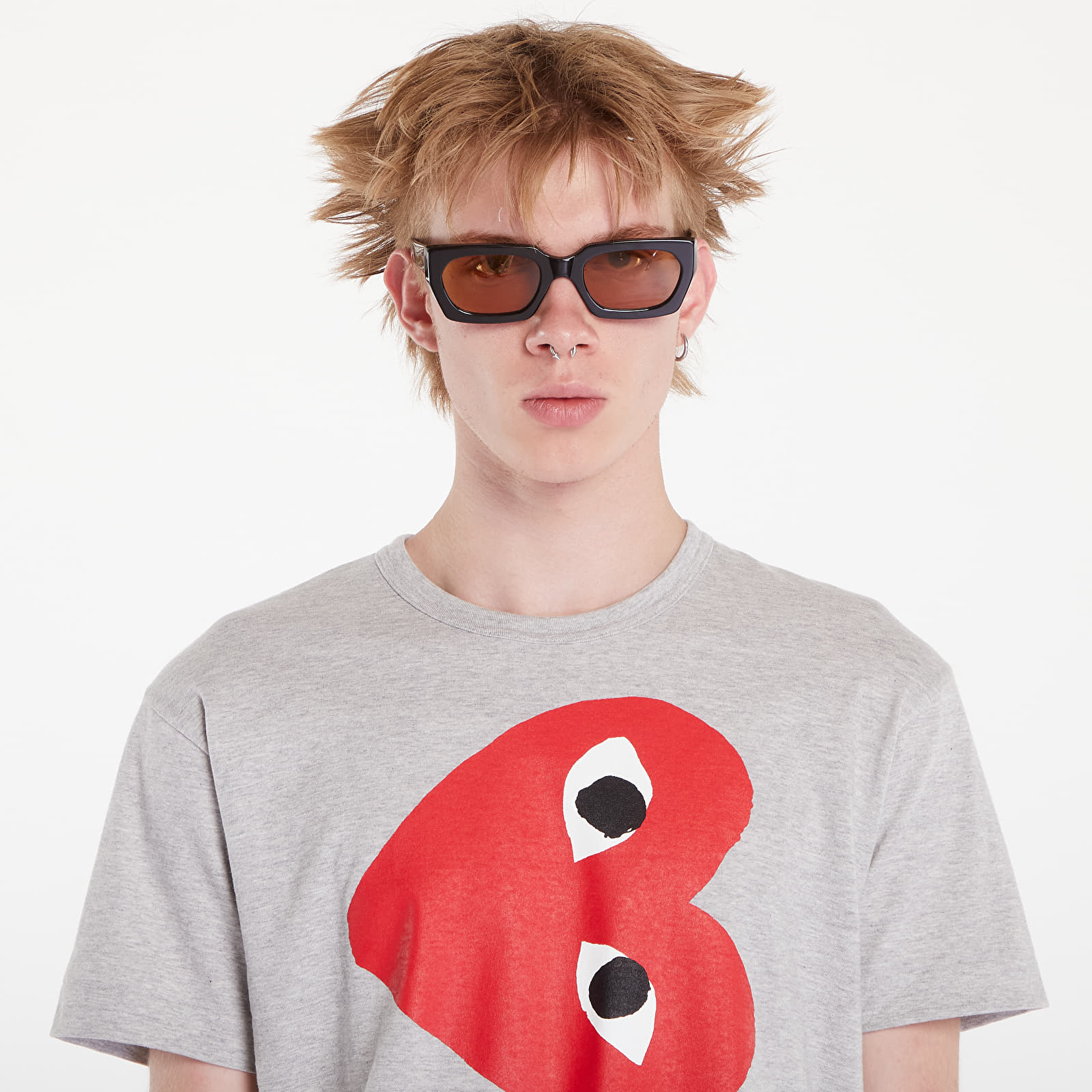 T-paidat Comme des Garçons PLAY Logo Print Short Sleeve Tee UNISEX Grey