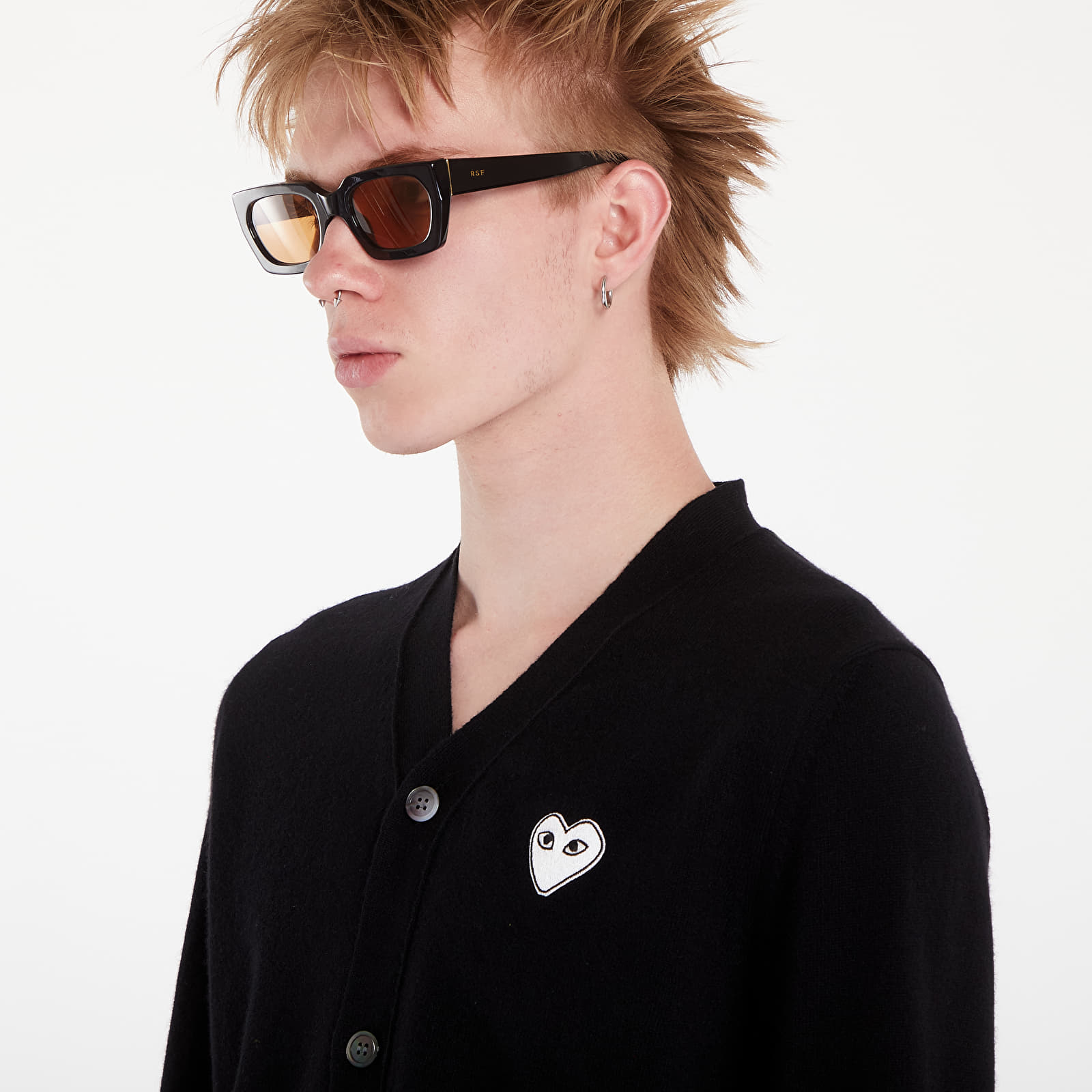 Svetry Comme des Garçons PLAY V-Neck Emblem Knit Cardigan UNISEX Black