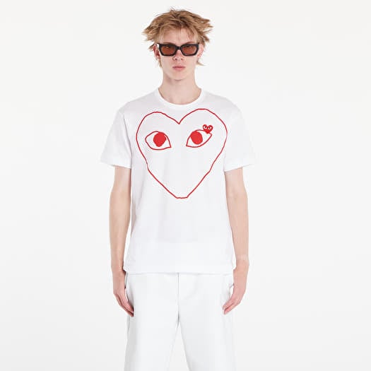 Póló Comme des Garçons PLAY Heart Logo Short Sleeve Tee UNISEX White