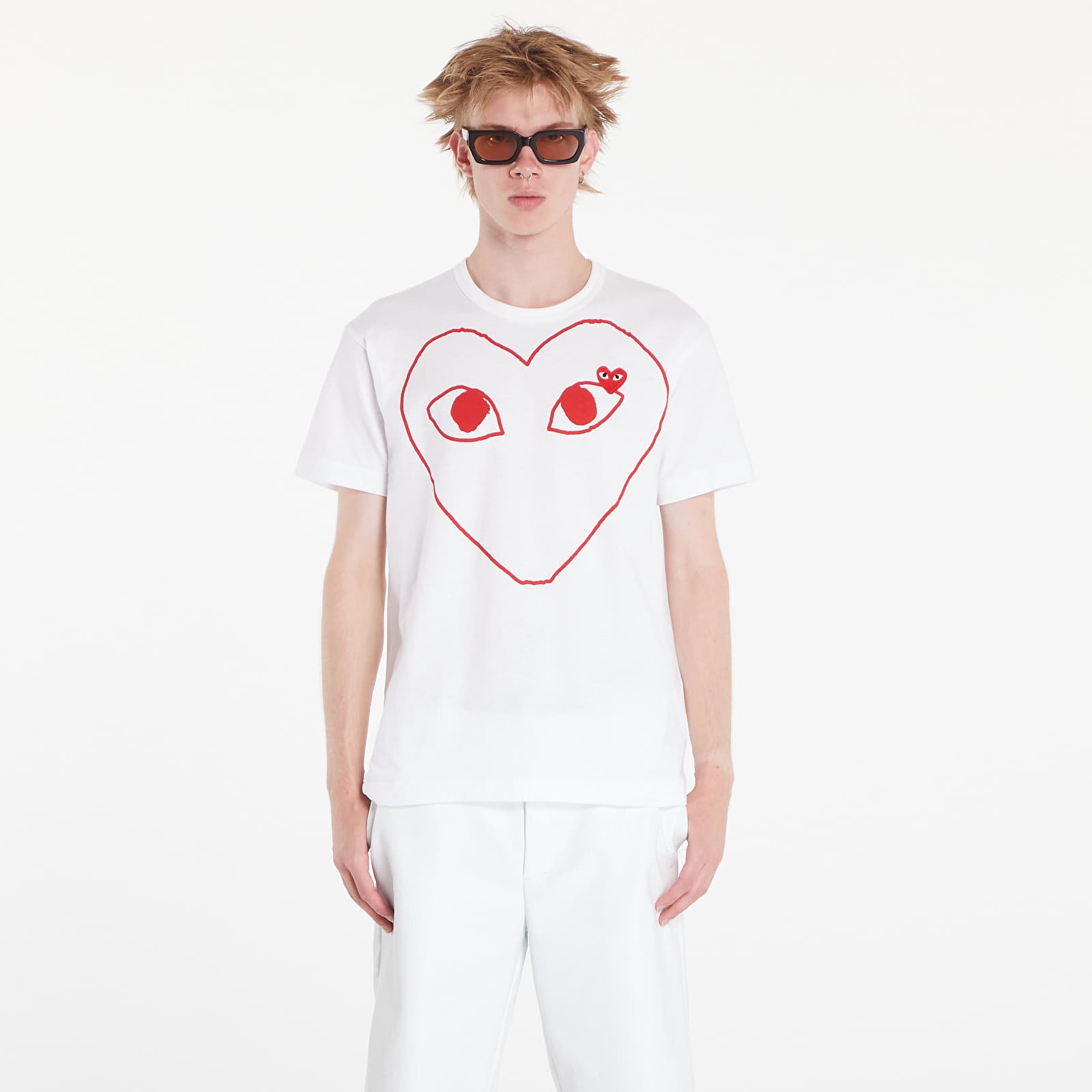 T-Shirts Comme des Garçons PLAY Heart Logo Short Sleeve Tee UNISEX White