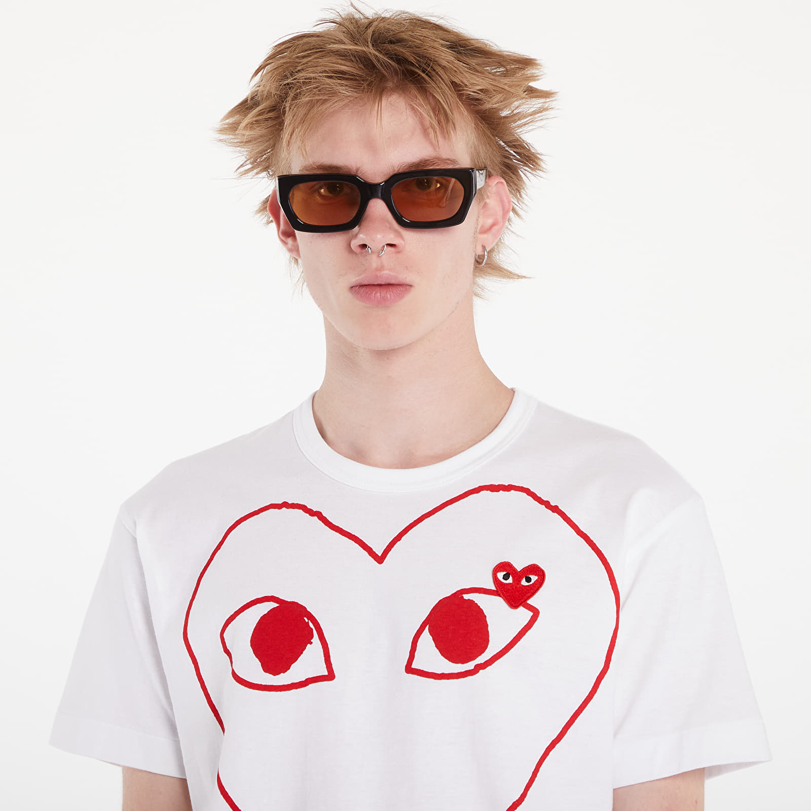 T-Shirts Comme des Garçons PLAY Heart Logo Short Sleeve Tee UNISEX White
