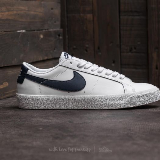 Nike sb blazer zoom low shop white & obsidian leather skate shoes