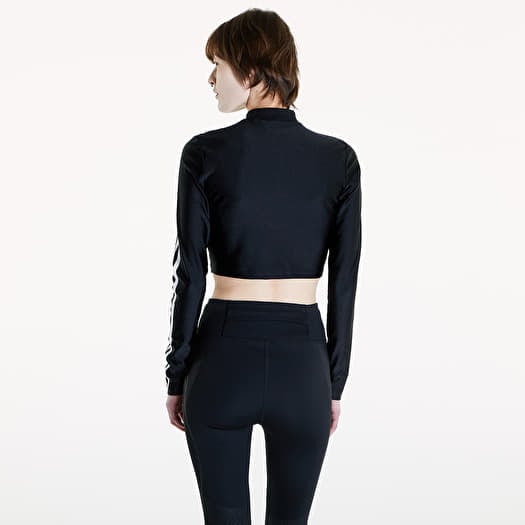 T shirts adidas 3 Stripes Cropped Long Sleeve T Shirt Black Footshop