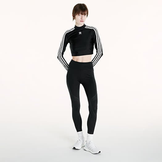 adidas 3 Stripes Cropped Long Sleeve T Shirt Black Footshop