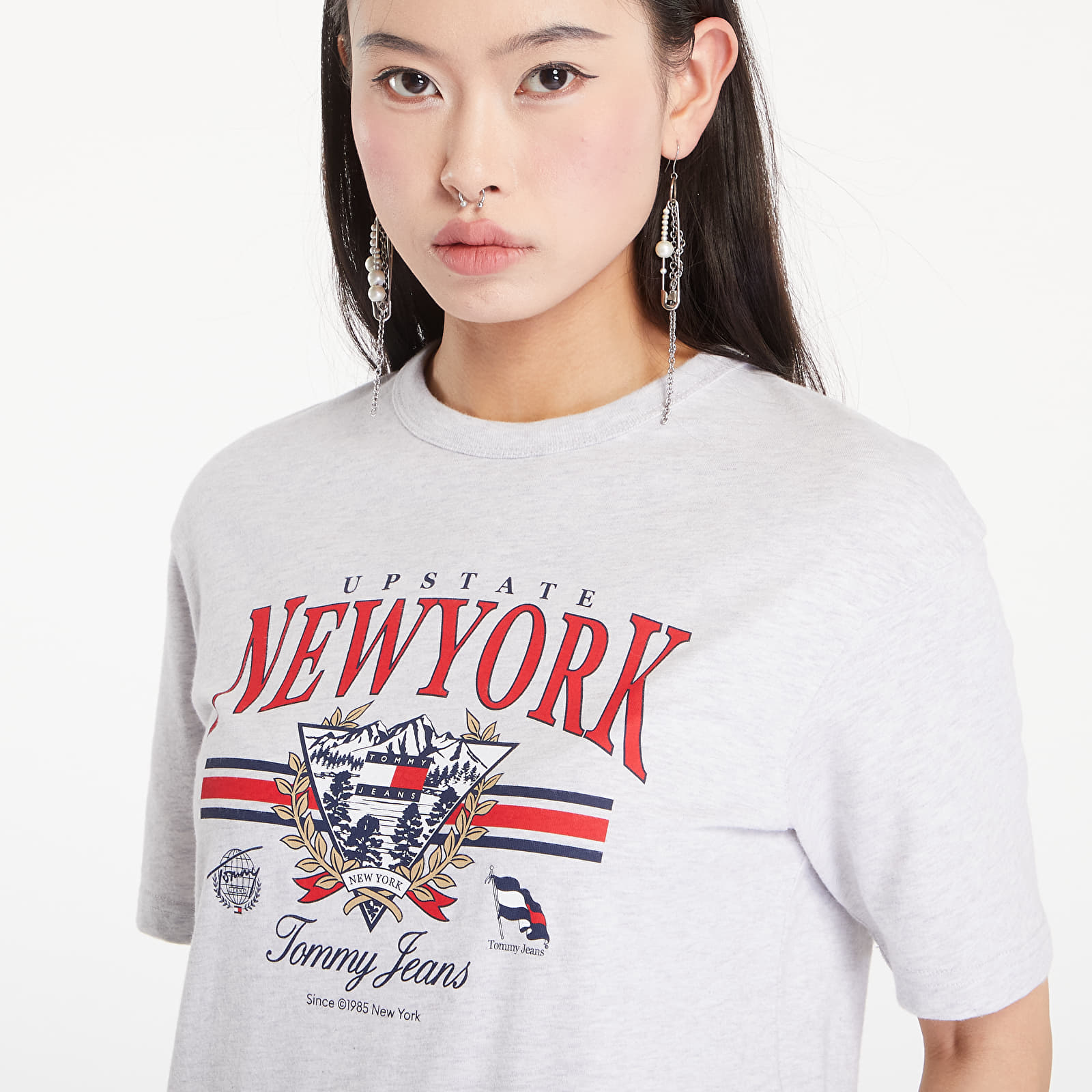 Dámske tričká Tommy Jeans Prep Explorer Relaxed Fit T-Shirt Silver Grey Heather