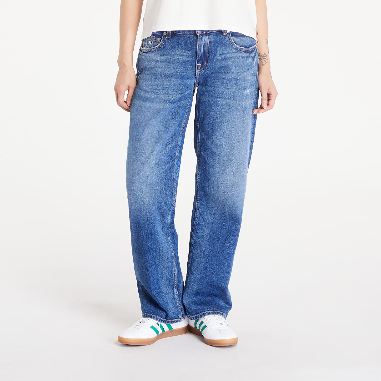 Jeansy Tommy Jeans Sophie Low Rise Straight Distressed Jeans Denim Medium