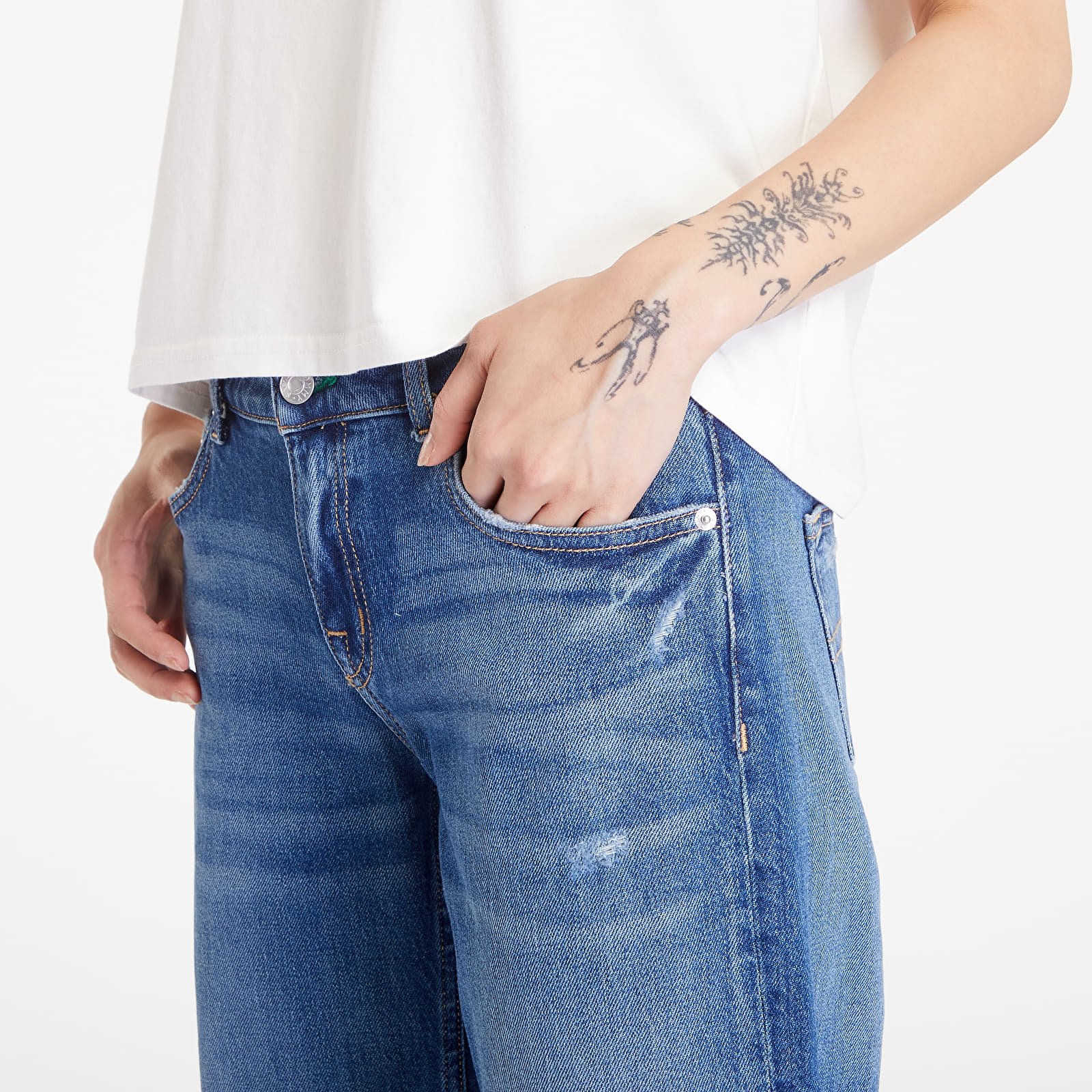 Jeansy Tommy Jeans Sophie Low Rise Straight Distressed Jeans Denim Medium