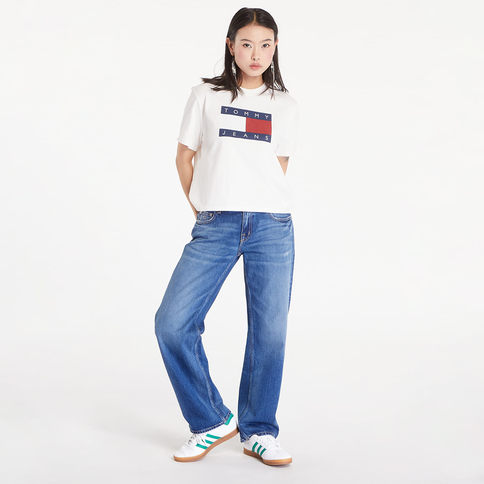 Jeansy Tommy Jeans Sophie Low Rise Straight Distressed Jeans Denim Medium