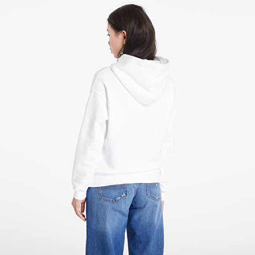 Women s hoodies Tommy Jeans Boxy Logo Drawcord Hoodie White Footshop