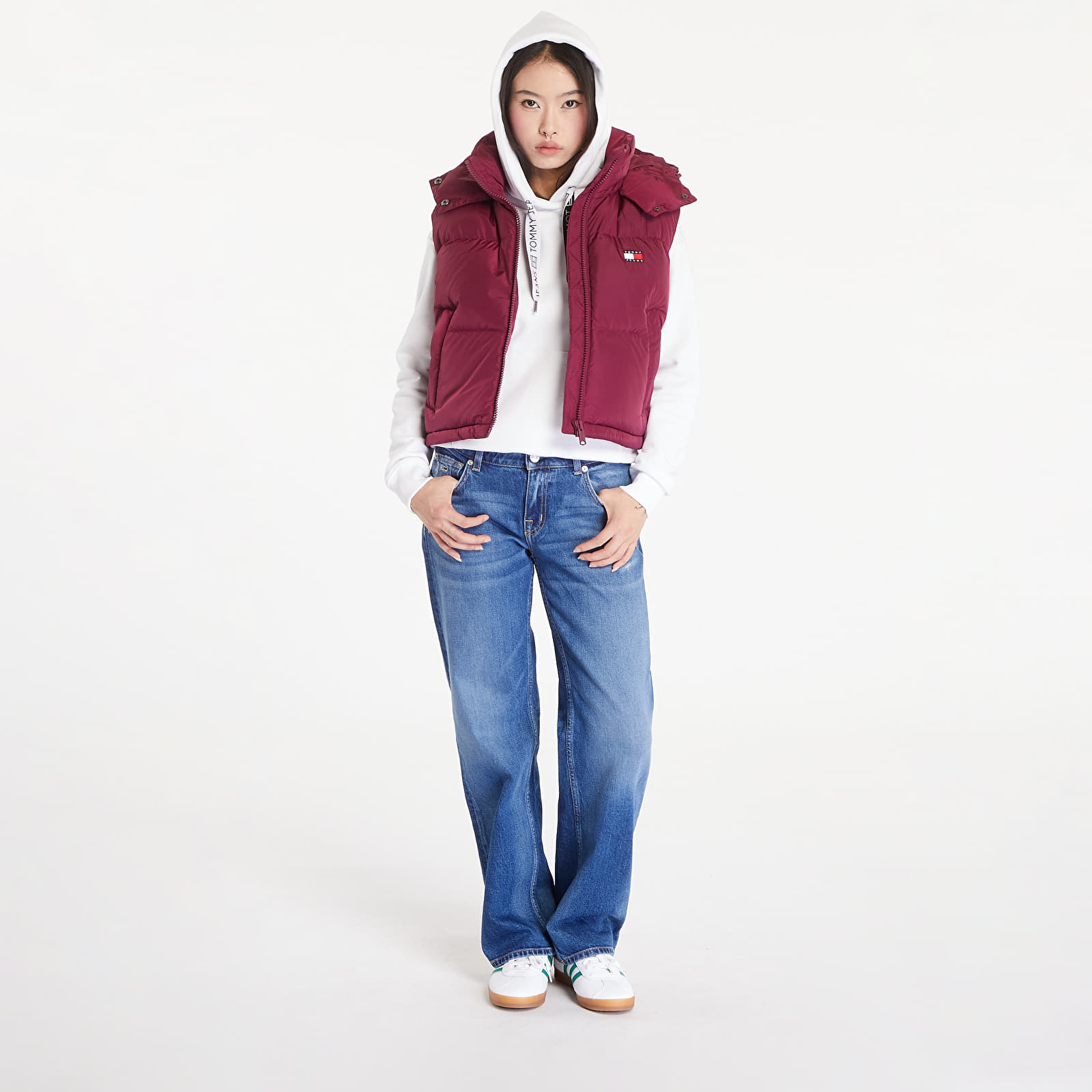 Ženski jopiči Tommy Jeans Crop Alaska Puffer Vest Valley Grape