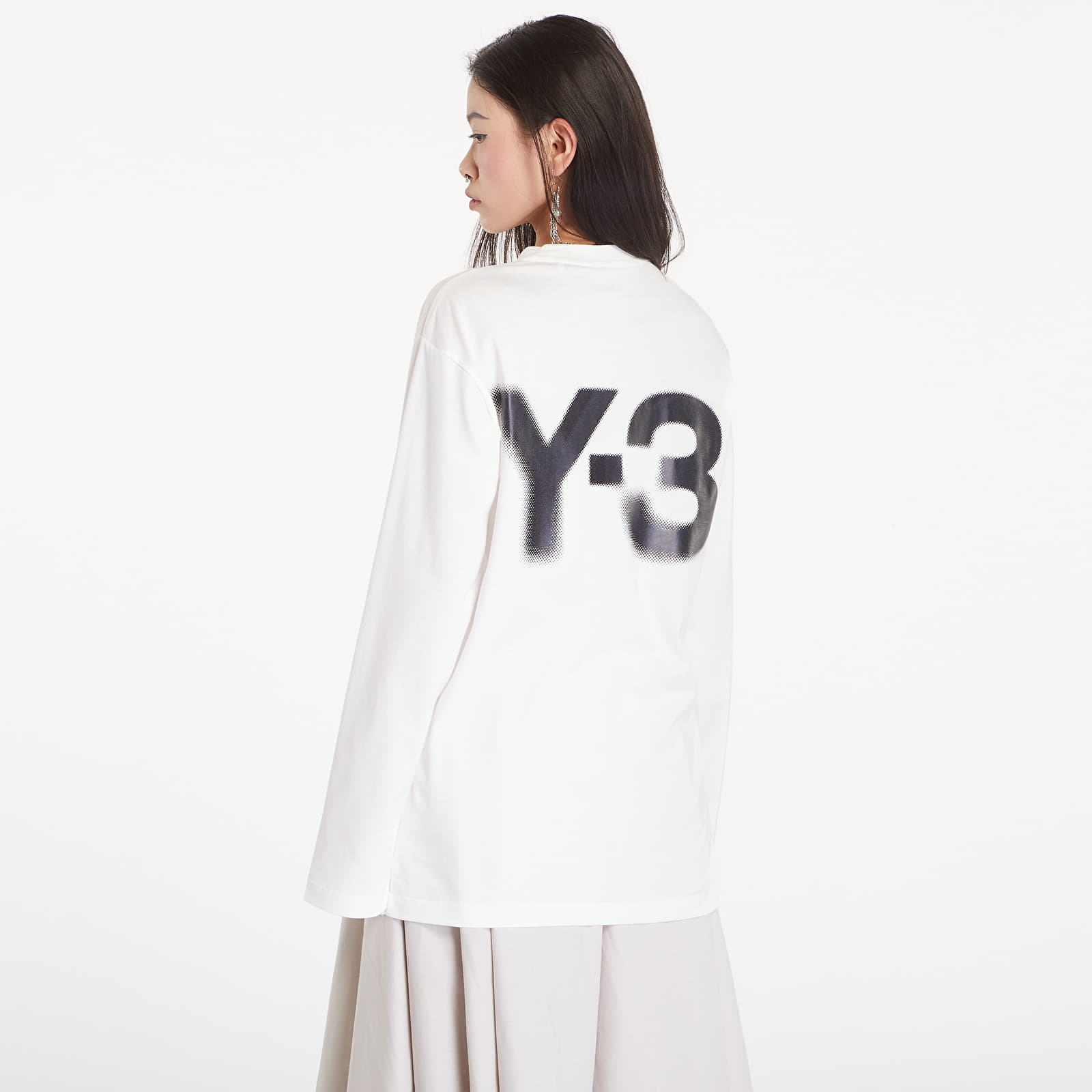 Koszulki Y-3 Logo Long Sleeve Tee UNISEX Core White