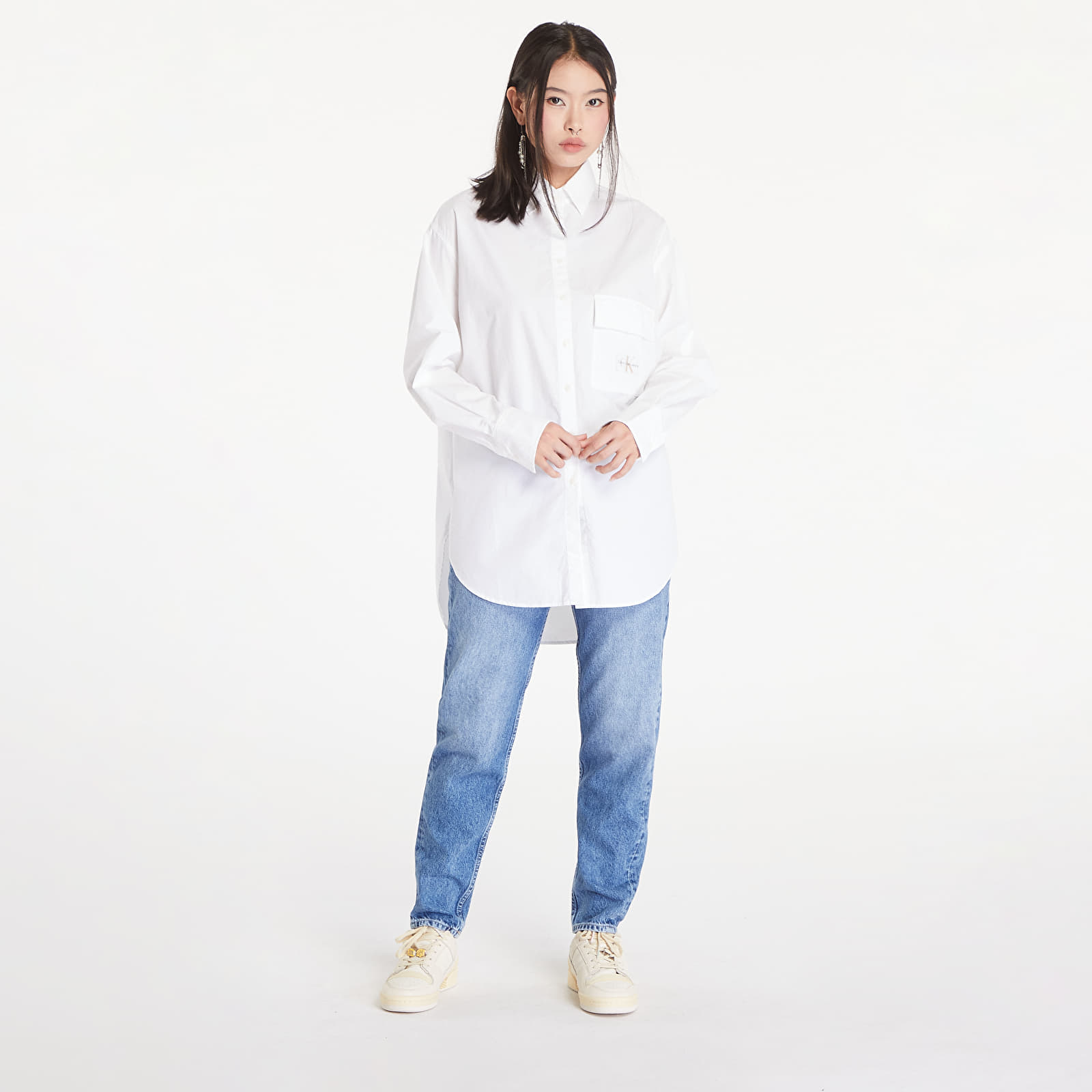 Ingek Calvin Klein Jeans Long Cotton Utility T-Shirt Bright White