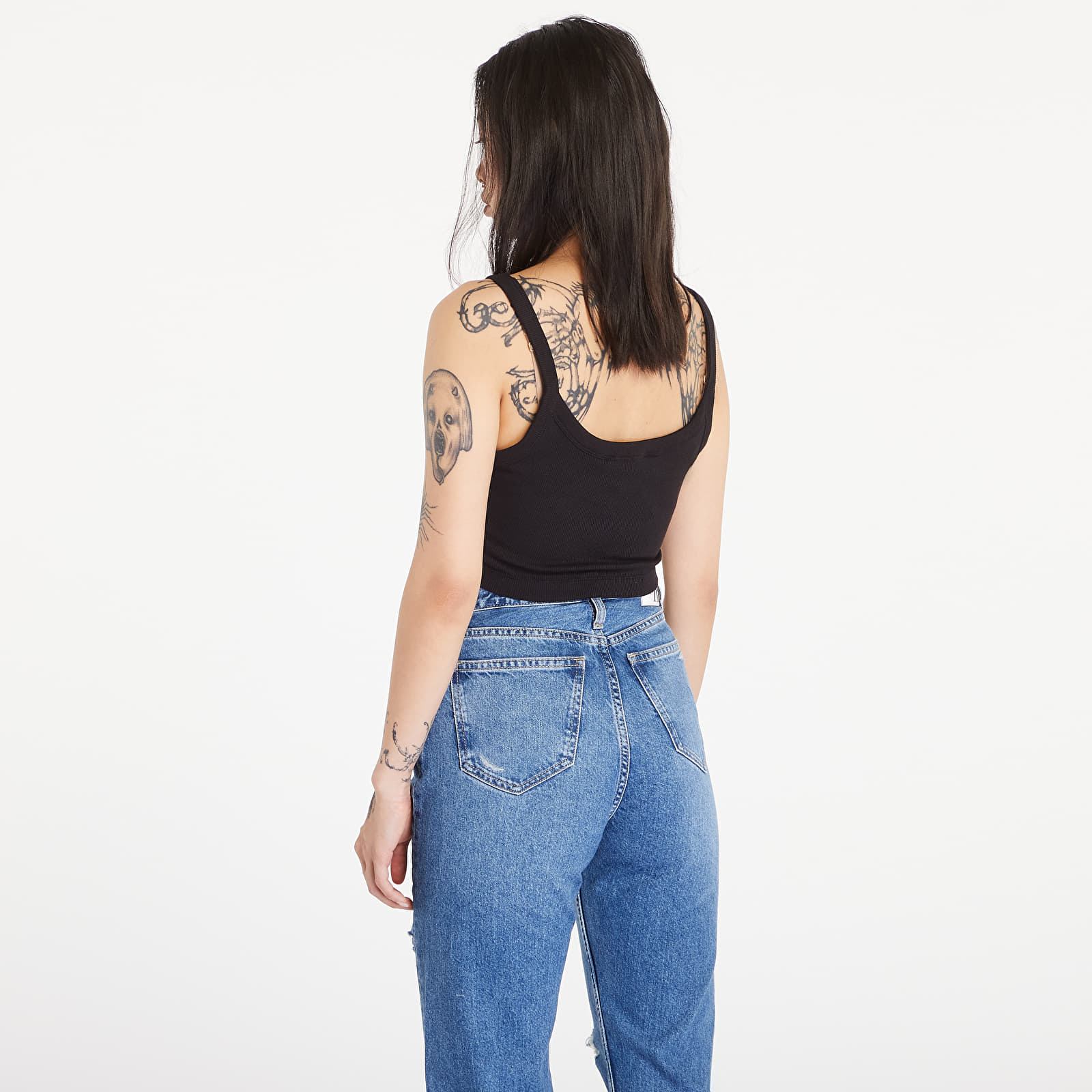 Tank Tops Calvin Klein Jeans Ribbed Cotton Bralette Top Black