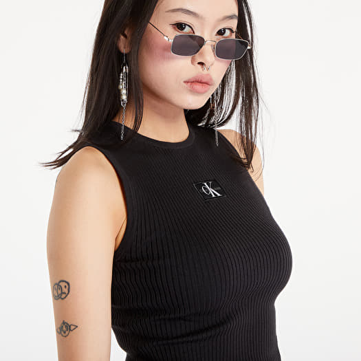 Vests Calvin Klein Jeans Slim Ribbed Lyocell Tank Top Black Footshop