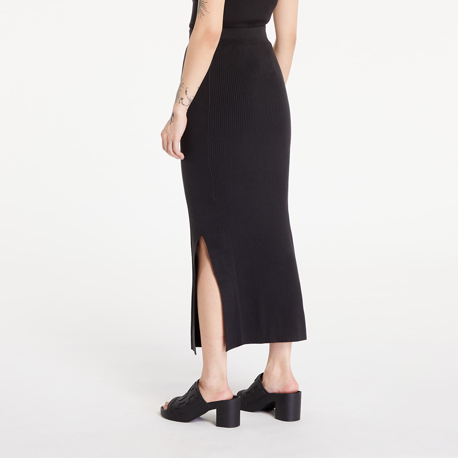 Spódnice Calvin Klein Jeans Soft Ribbed Lyocell Maxi Skirt Black
