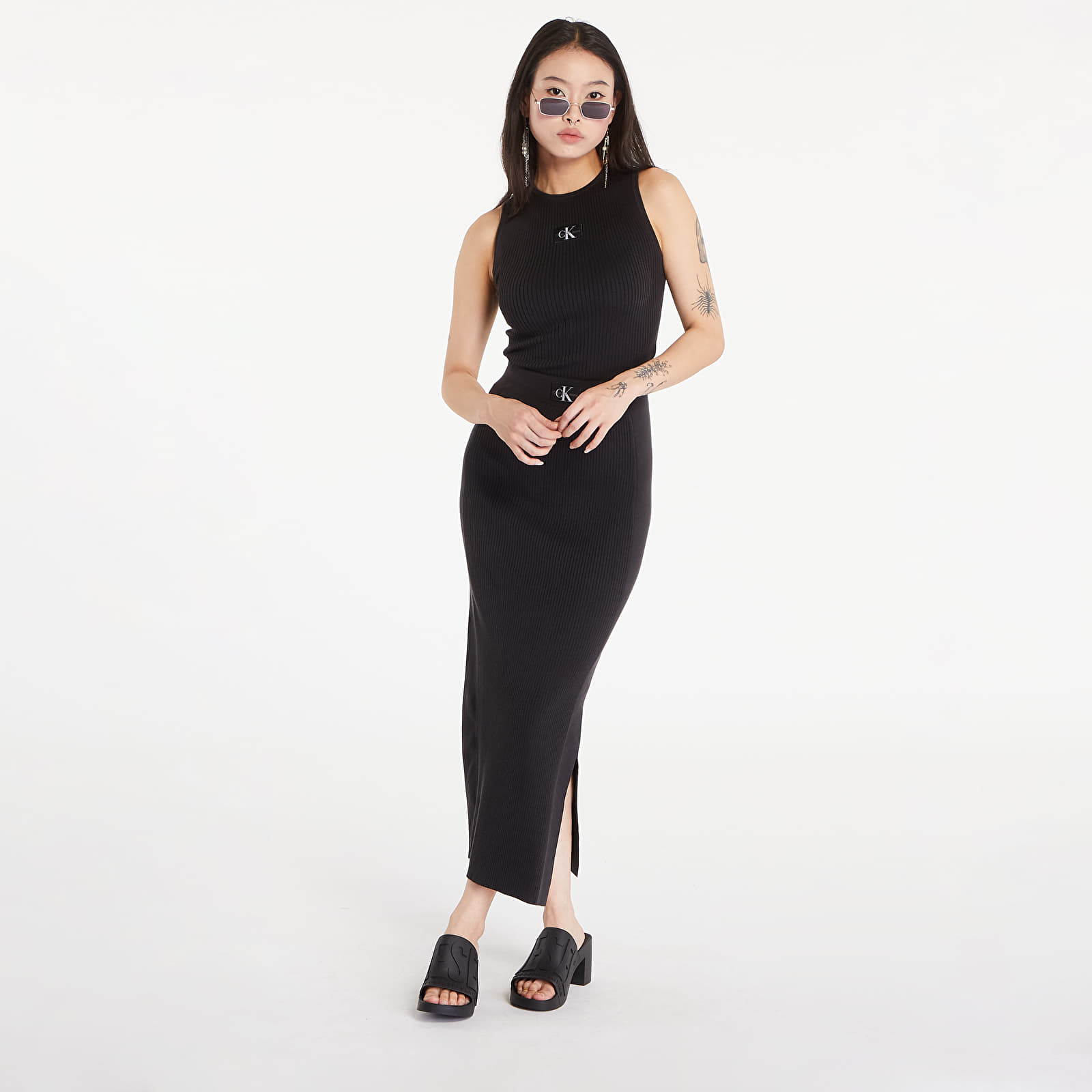 Spódnice Calvin Klein Jeans Soft Ribbed Lyocell Maxi Skirt Black