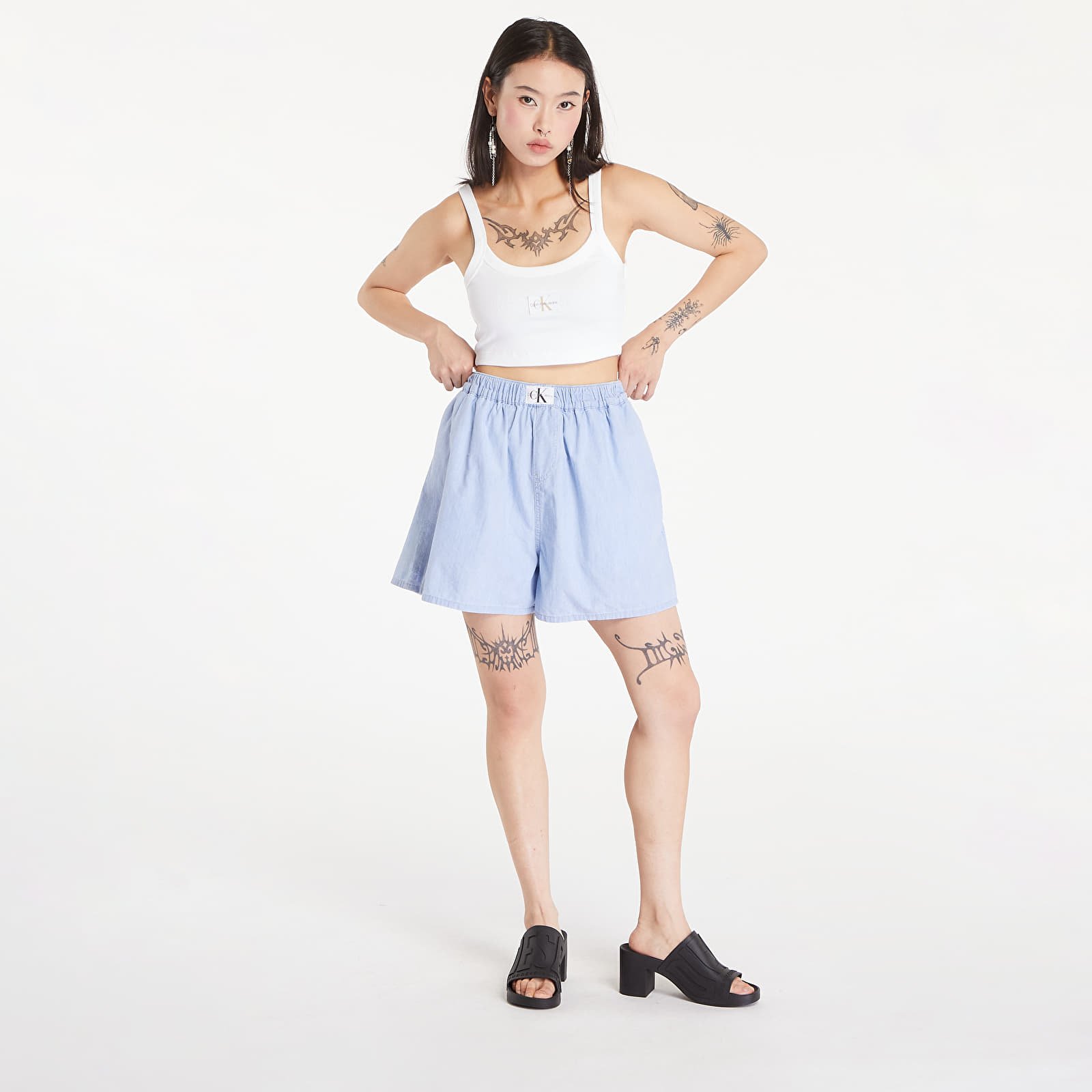 Shortsid Calvin Klein Jeans Denim Boxer Shorts Denim Light