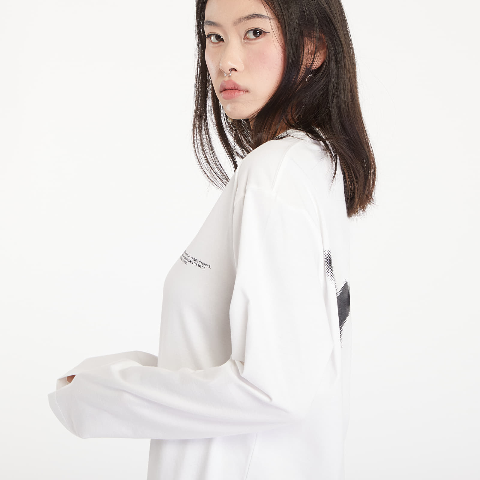 Koszulki Y-3 Logo Long Sleeve Tee UNISEX Core White