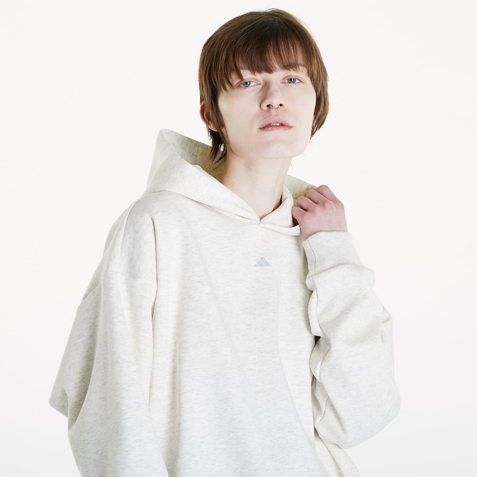 Bluzy adidas Basketball Hoodie UNISEX Cream White Melange