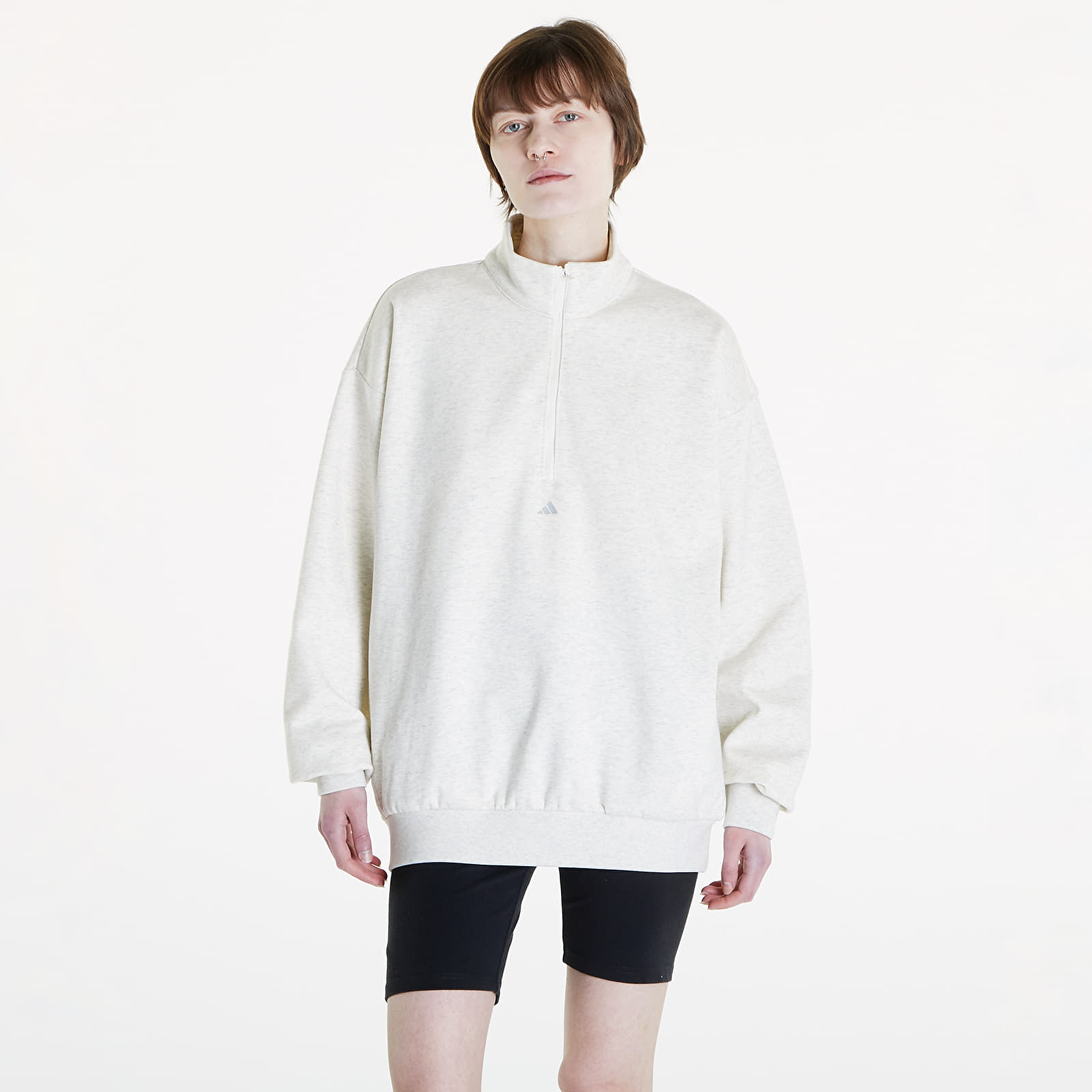 Kapucnis pulóverek és pulcsik adidas Adi Basketball 1/2 Zip Sweatshirt UNISEX Cream White Melange