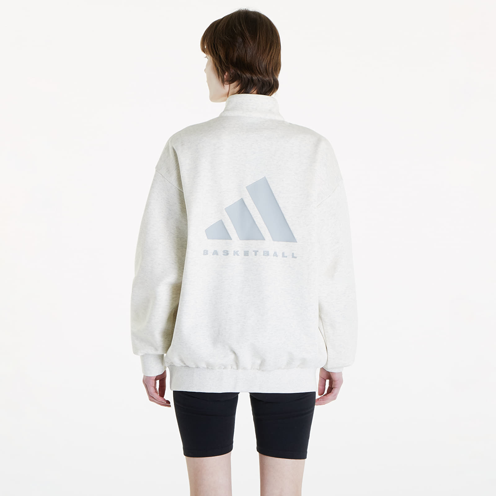 Kapucnis pulóverek és pulcsik adidas Adi Basketball 1/2 Zip Sweatshirt UNISEX Cream White Melange
