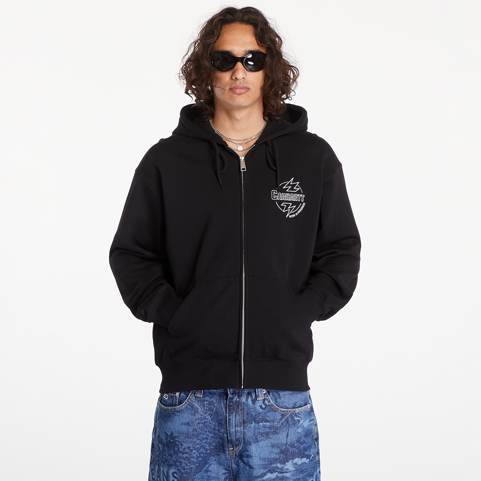 Mikiny Carhartt WIP Hooded Ablaze Jacket UNISEX Black/ Wax
