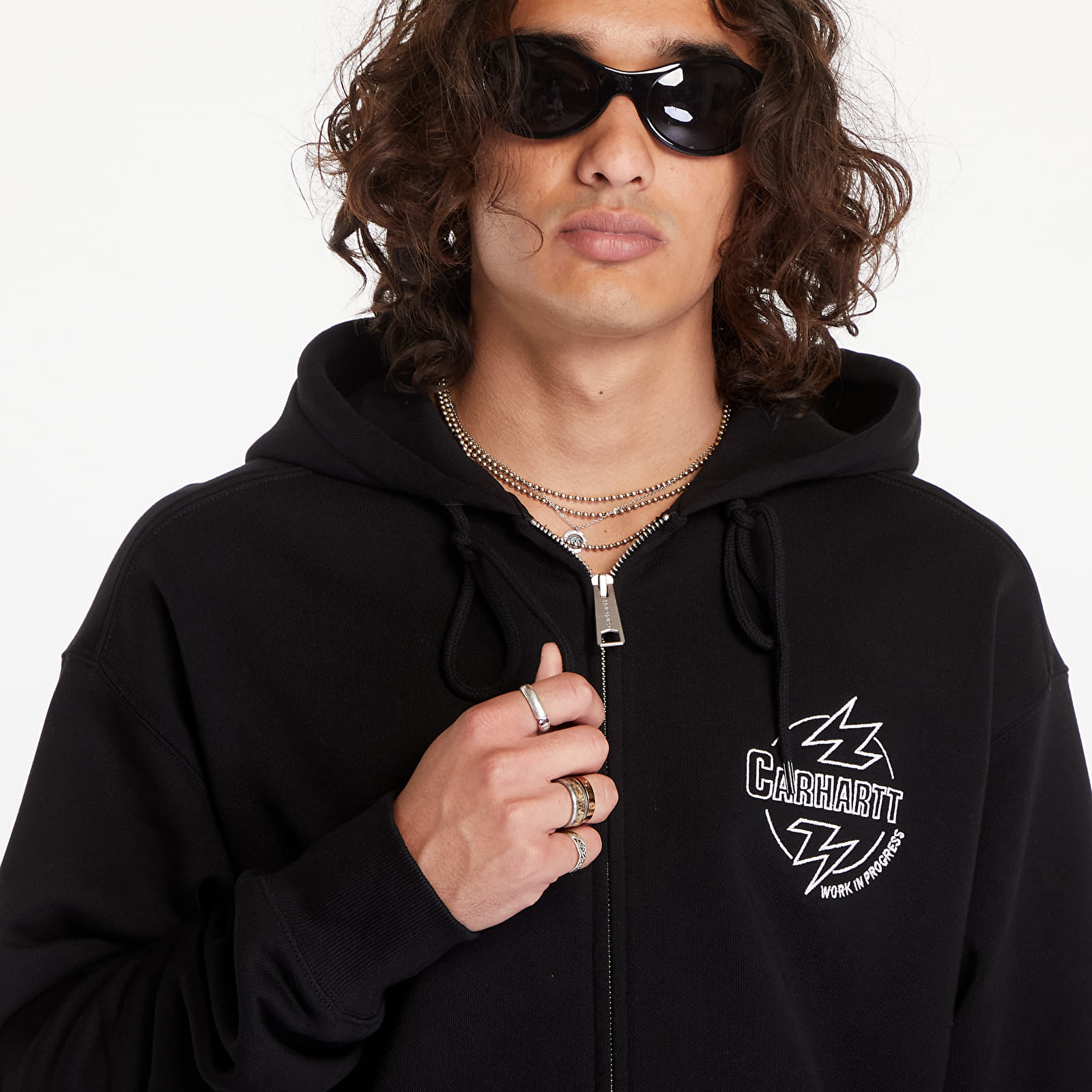 Mikiny Carhartt WIP Hooded Ablaze Jacket UNISEX Black/ Wax