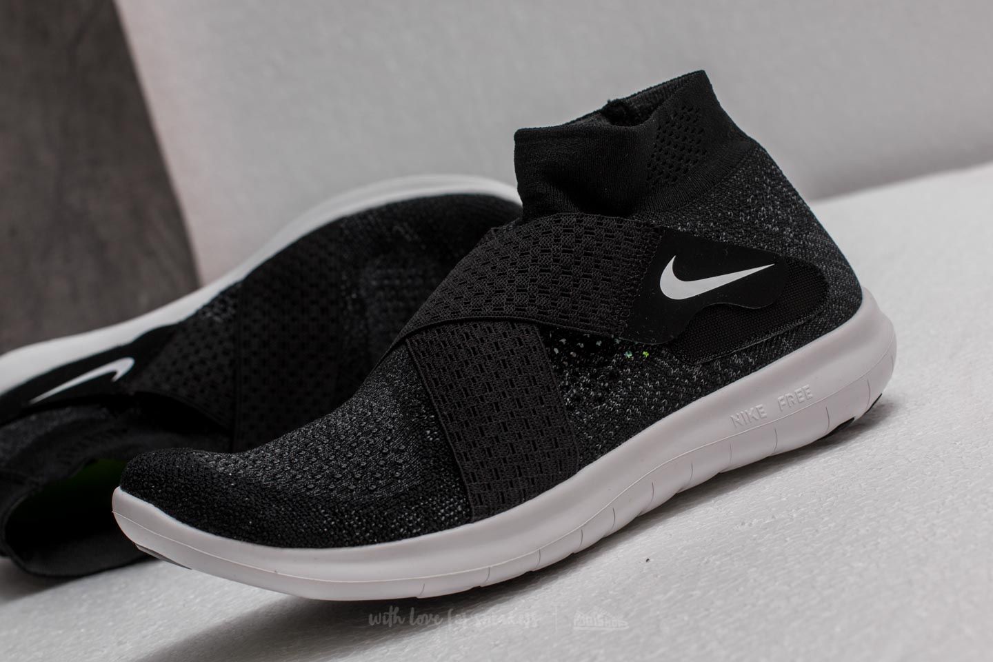 Women s shoes Nike W Free RN Motion Flyknit 2017 Black White Dark Grey Volt Footshop