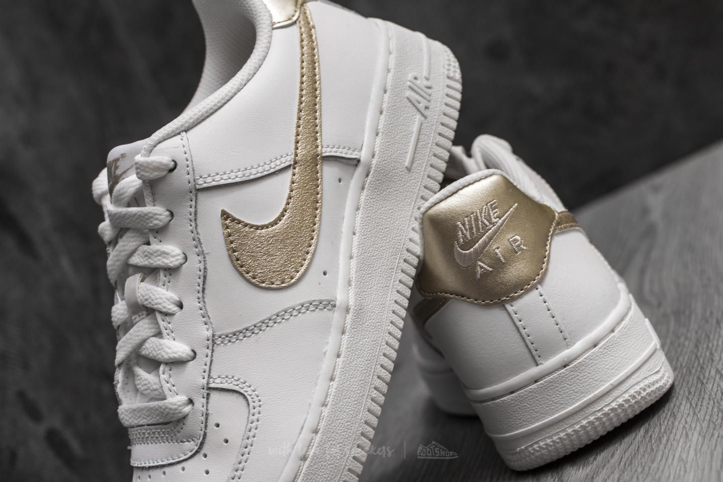 Women s shoes Nike Air Force 1 GS Summit White Metallic Gold Star Footshop