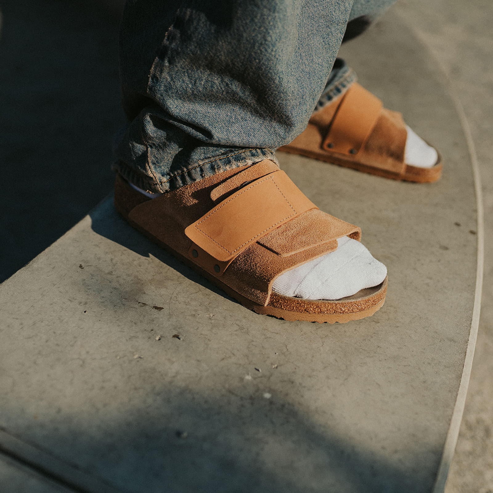 Férfi cipők Birkenstock Kyoto Velvet Leather Soft Suede & Nubuck Clay
