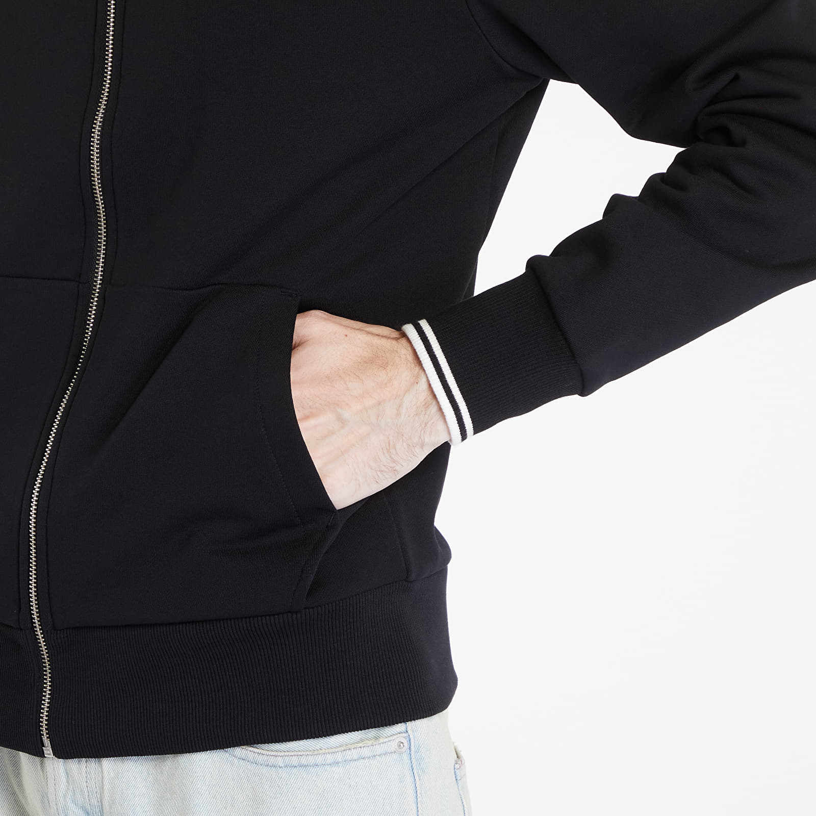 Mikiny FRED PERRY Hooded Zip Through Sweatshirt Black