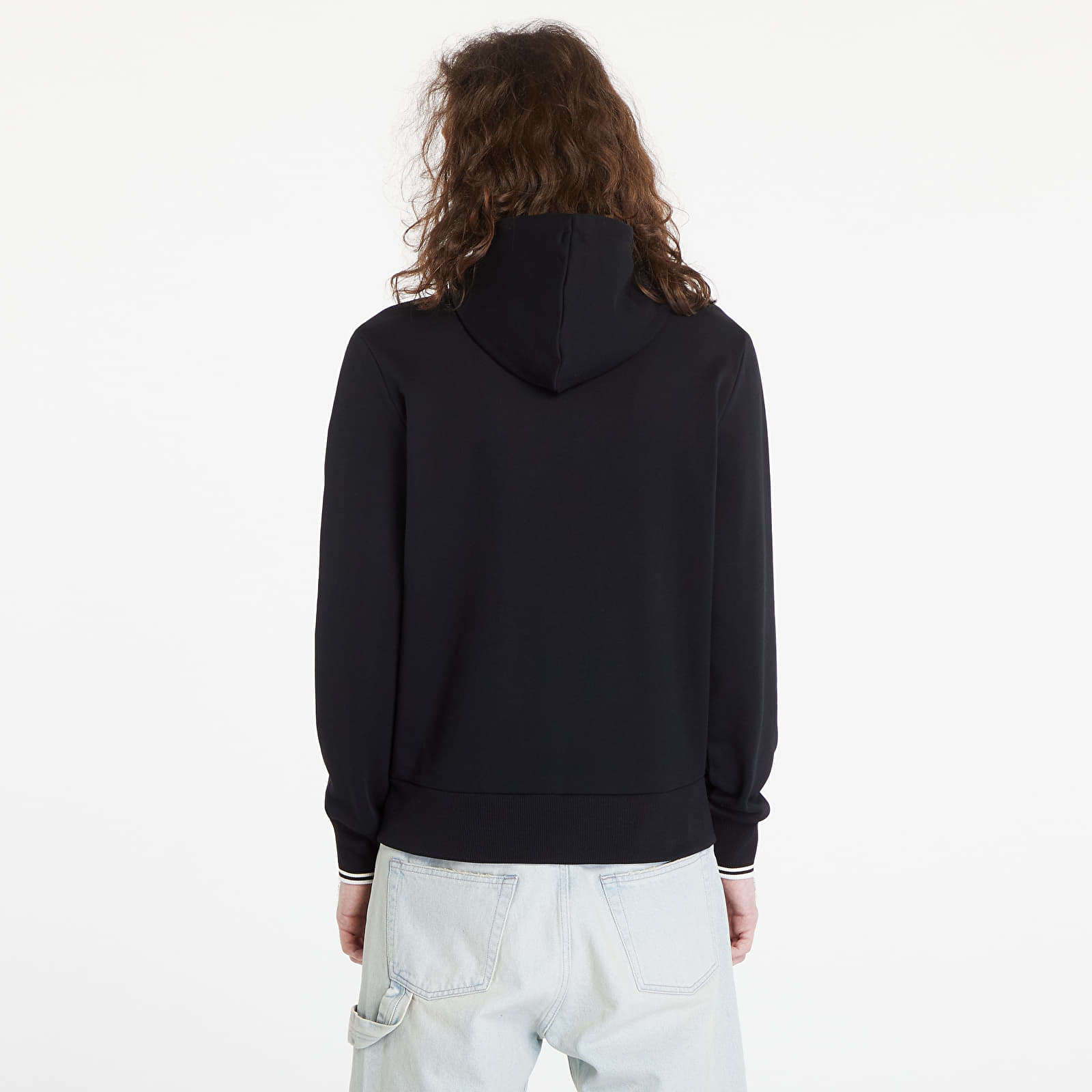 Mikiny FRED PERRY Hooded Zip Through Sweatshirt Black