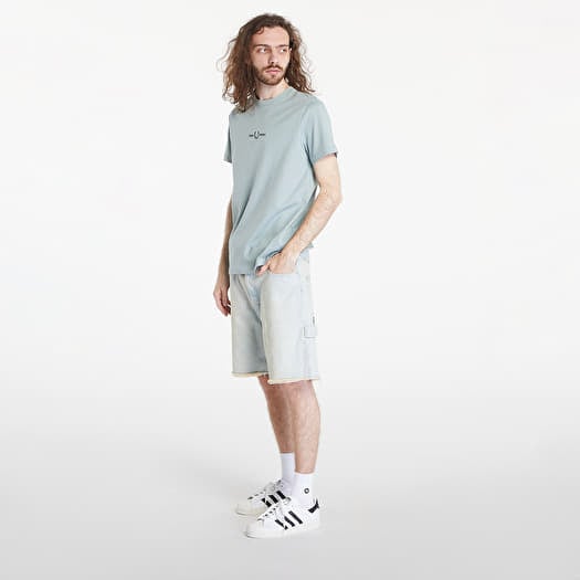 T shirts FRED PERRY Embroidered T Shirt Silver Blue Footshop