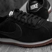 Nike cortez black and white suede sale