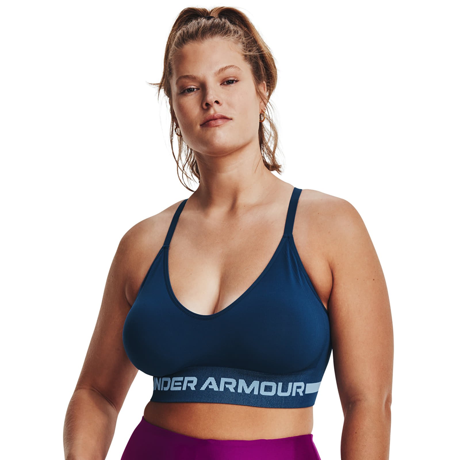 Bras Under Armour Seamless Low Long Bra Blue