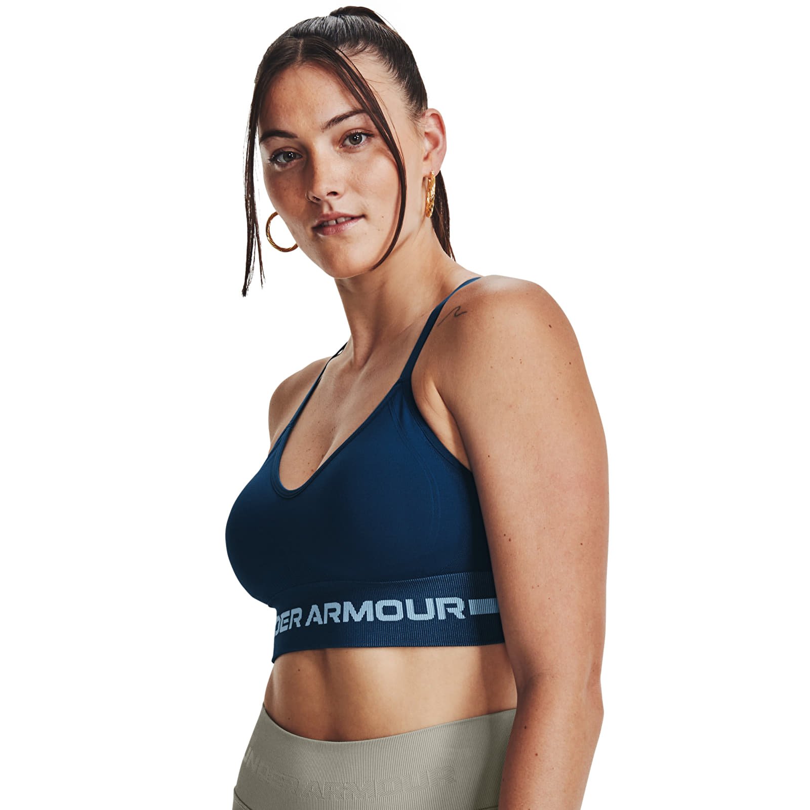 Bras Under Armour Seamless Low Long Bra Blue