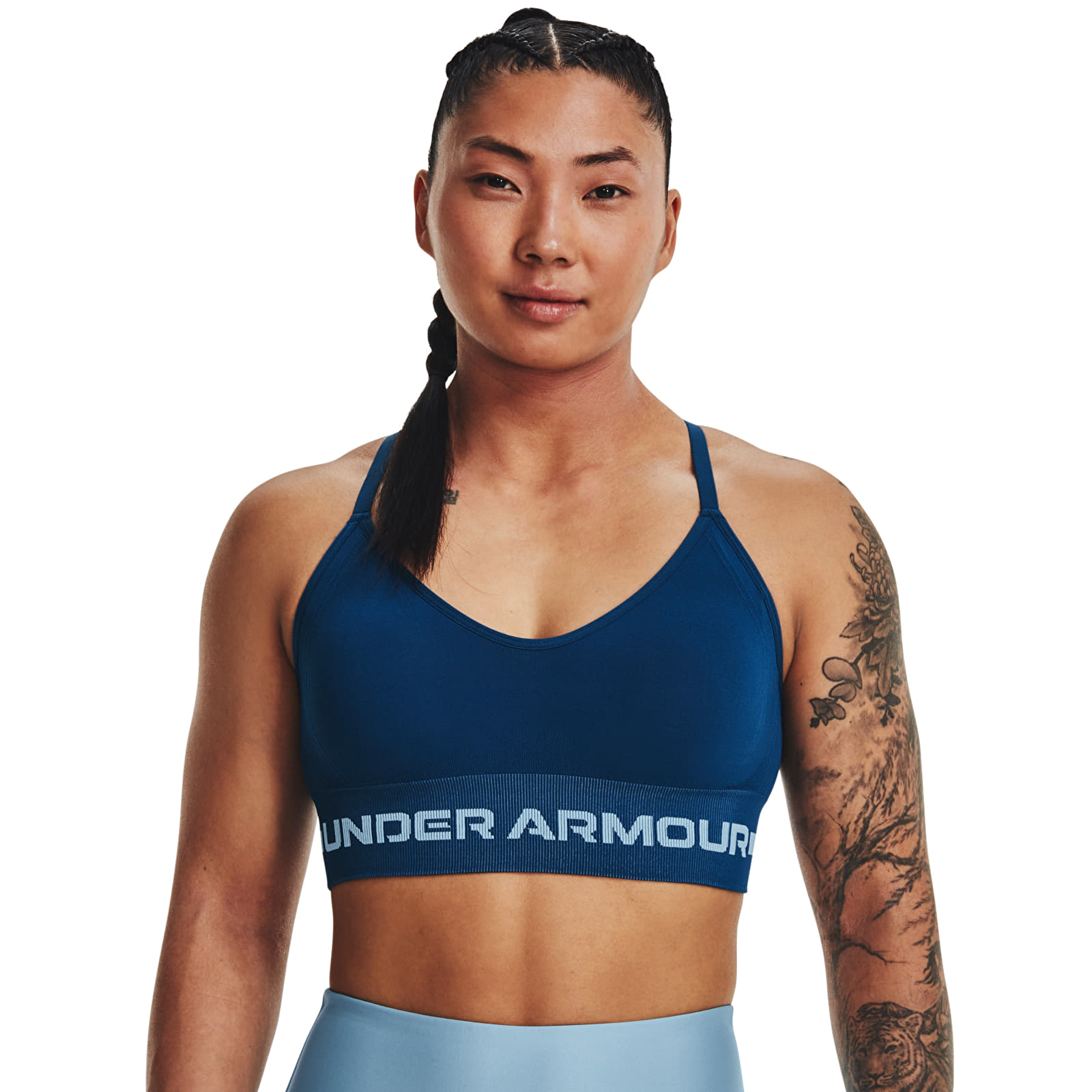 Bras Under Armour Seamless Low Long Bra Blue