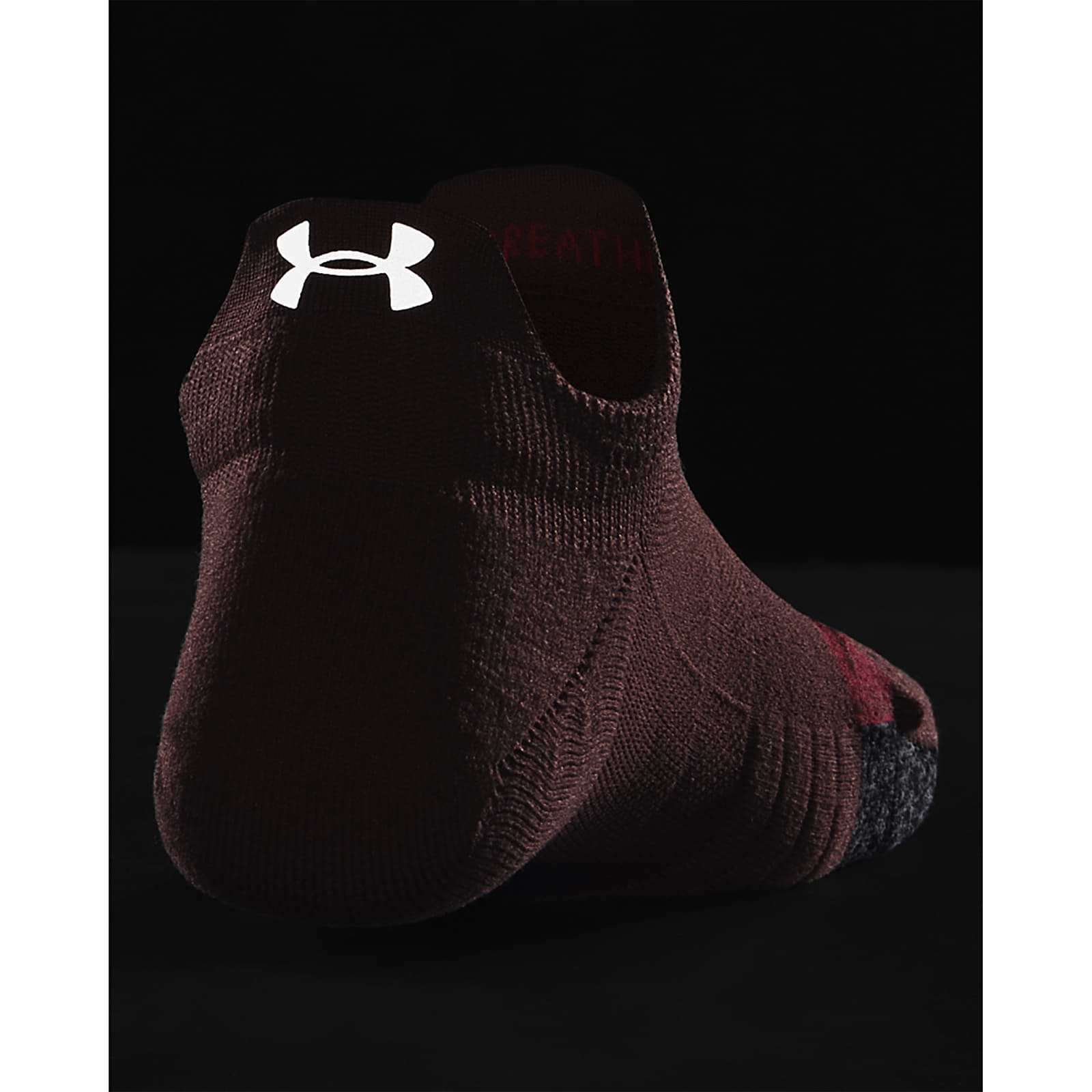 Мъжки чорапи Under Armour Breathe 2 No Show Tab 2-Pack Red