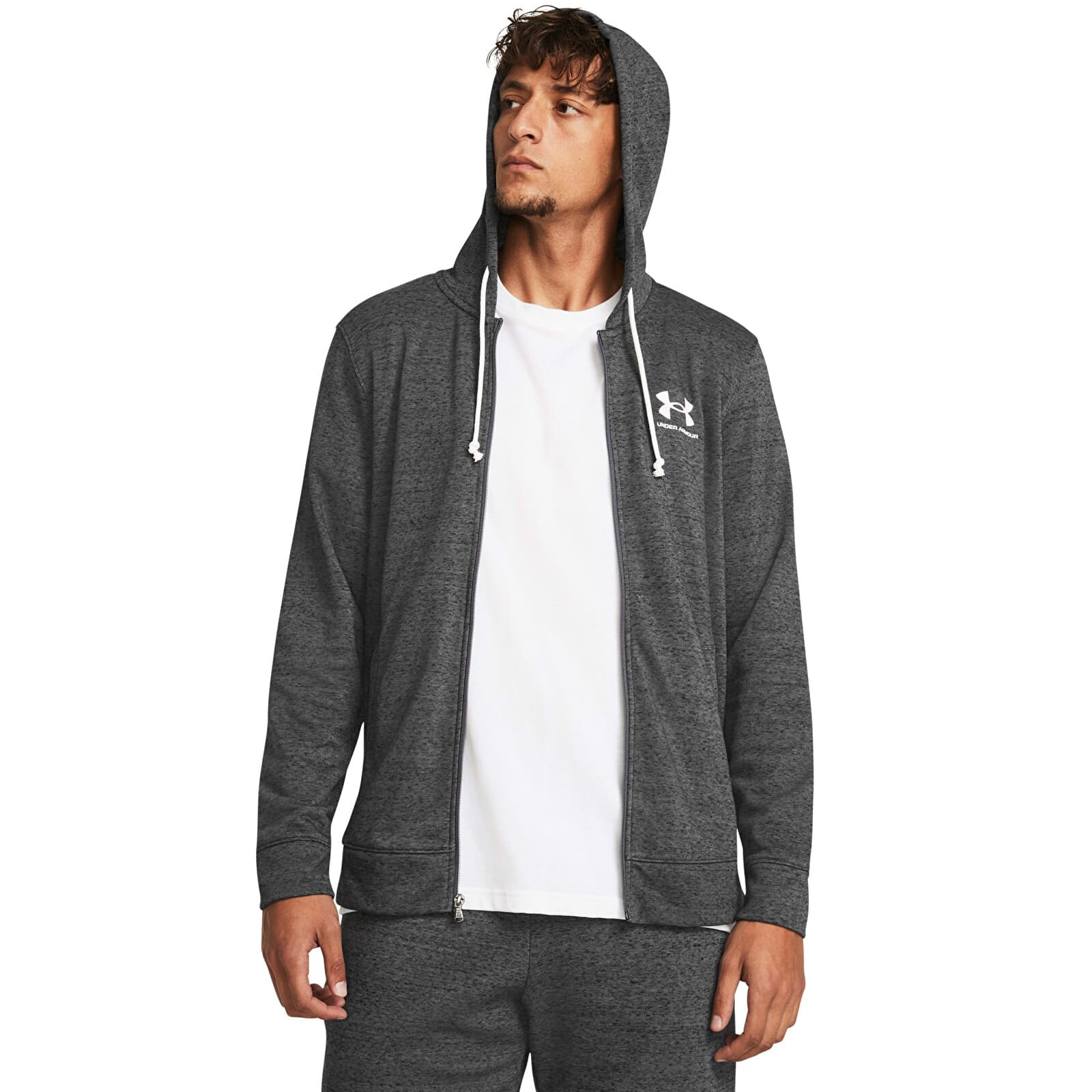 Pánské mikiny Under Armour Rival Terry LC FZ Gray