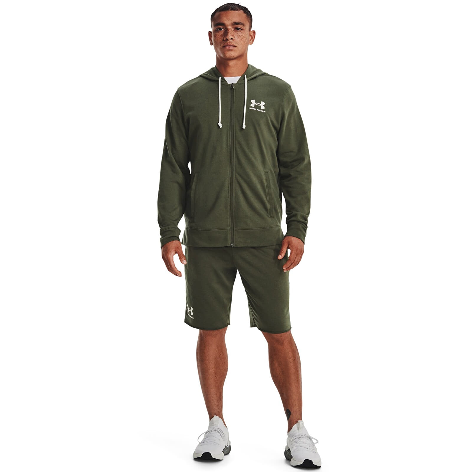 Men's hoodies Under Armour Rival Terry LC FZ Green