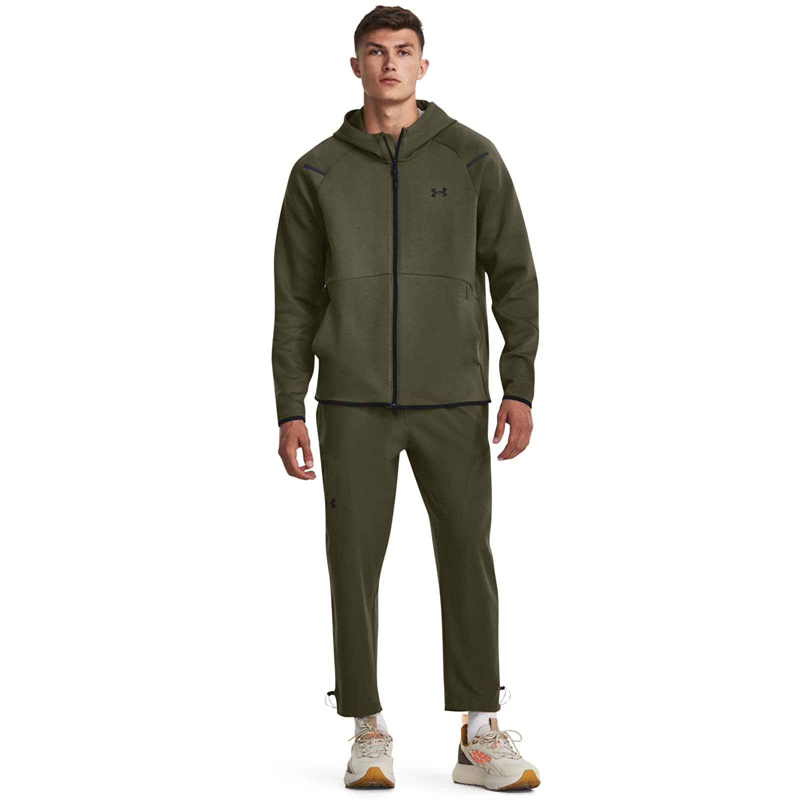Pánske mikiny Under Armour Unstoppable Fleece FZ Green