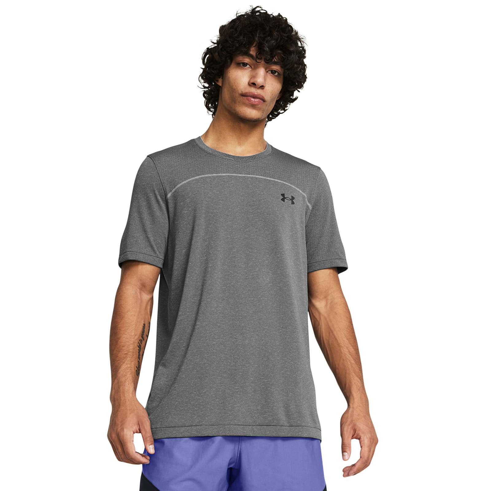 Pánská trička Under Armour Rush Seamless Wordmark SS Gray