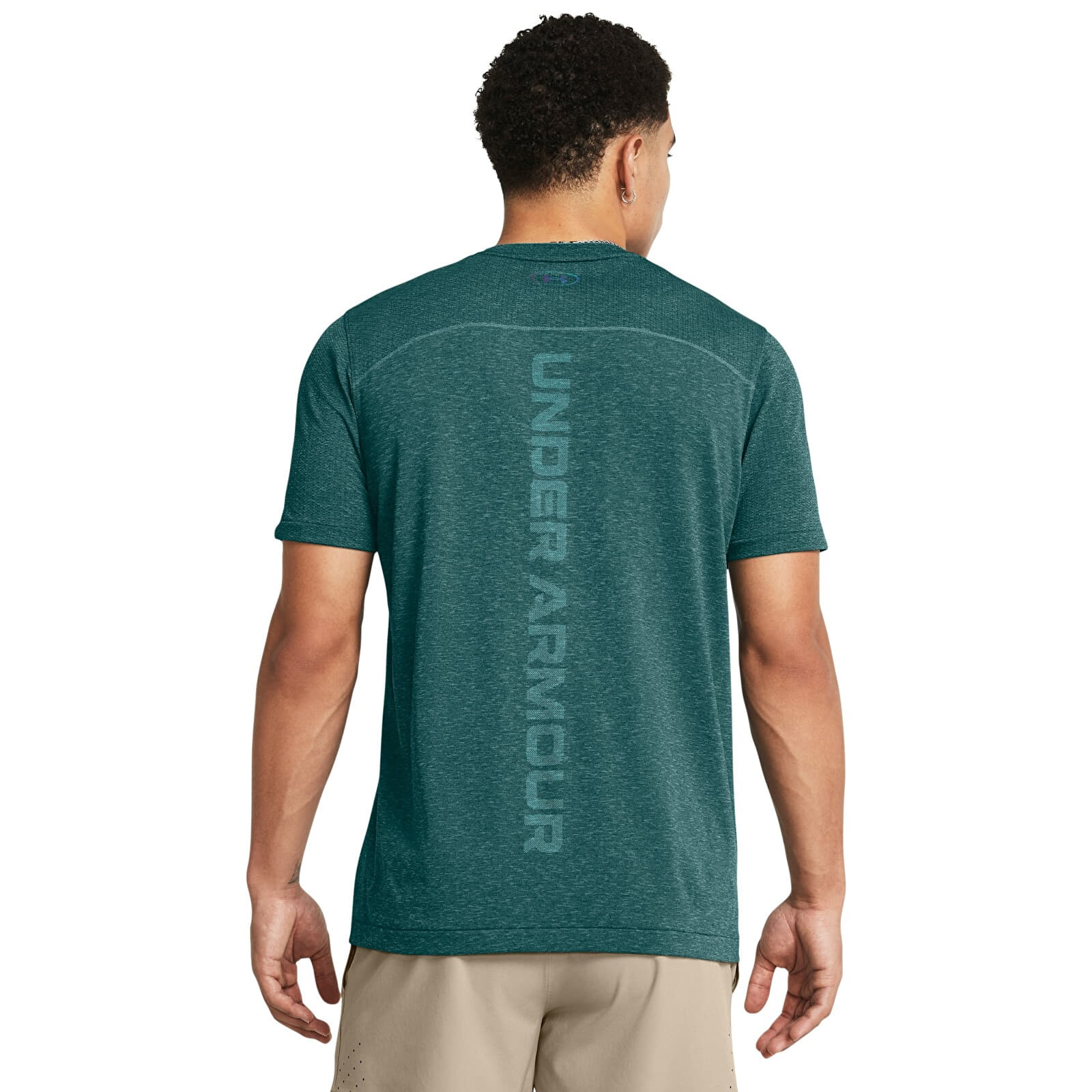 Men's T-shirts Under Armour Rush Seamless Wordmark SS Blue