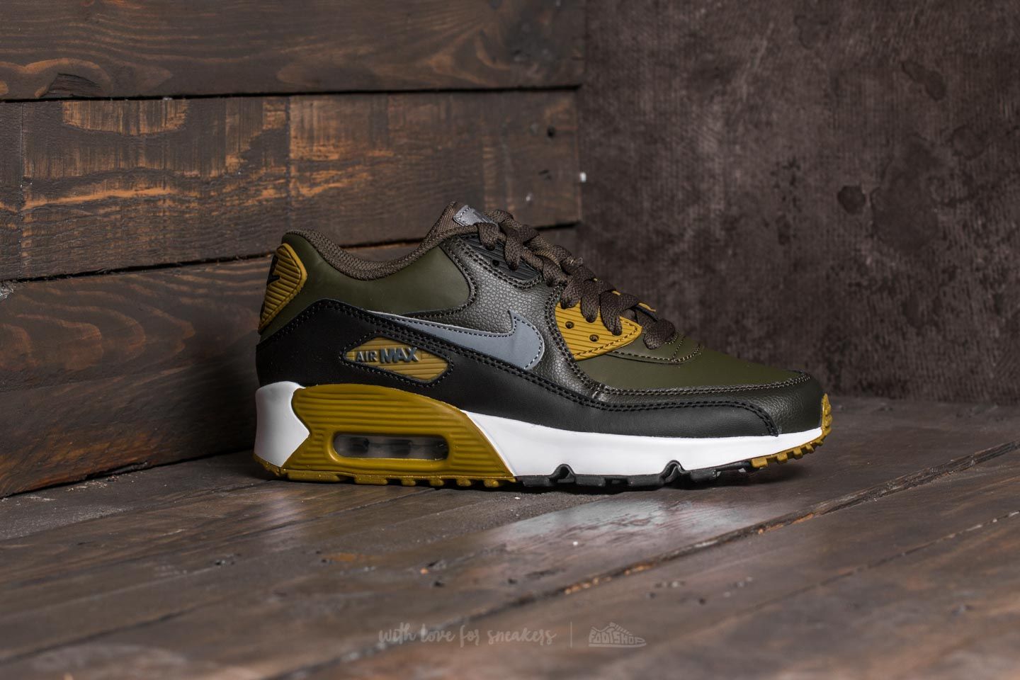 Încălțăminte și sneakerși pentru femei Nike Air Max 90 Leather (GS) Cargo Khaki/ Cool Grey-Black