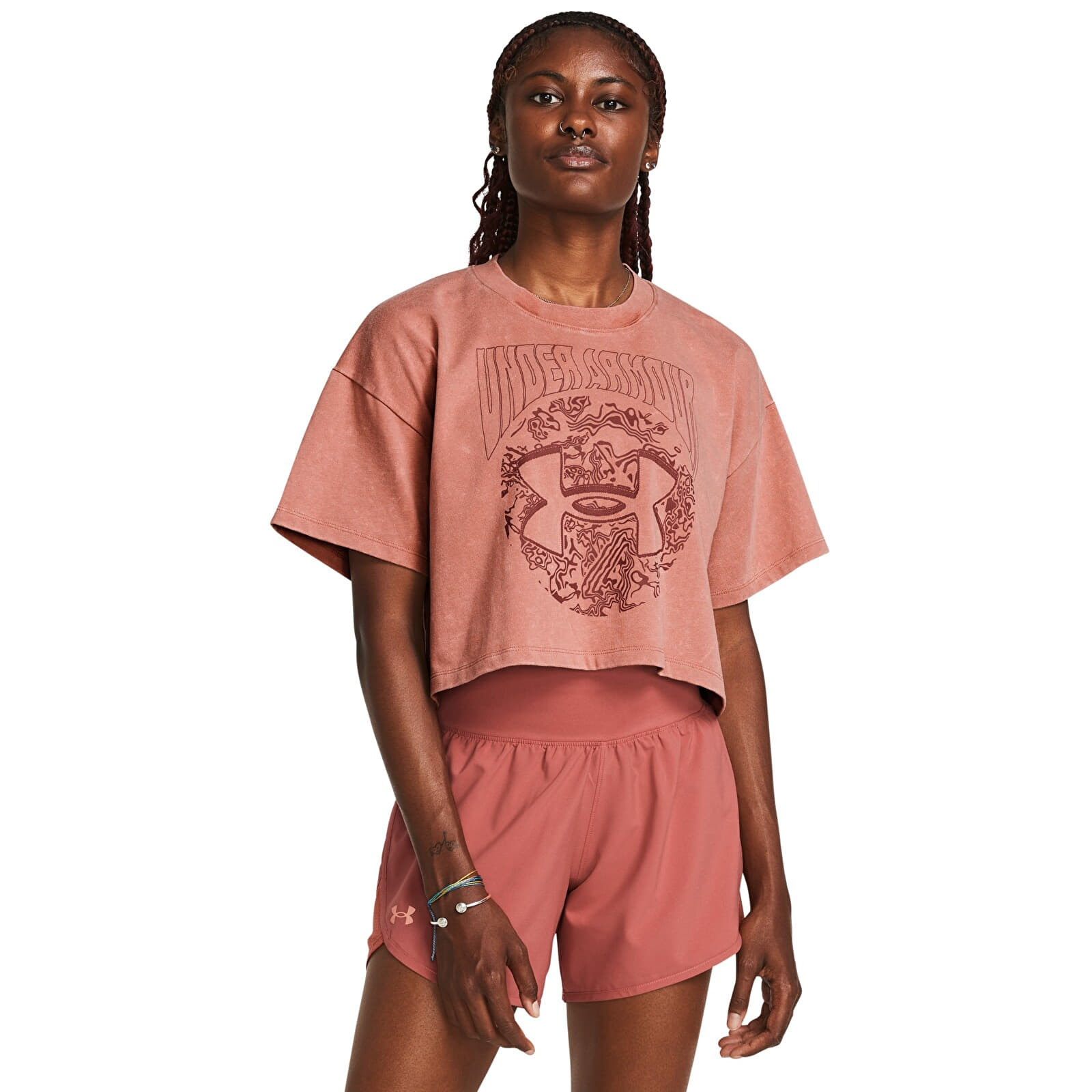 Női pólók Under Armour HW Dusk to Dawn Crop SS Pink