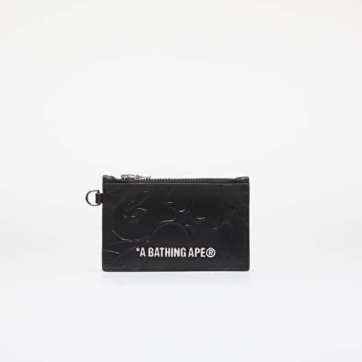 Men s wallets A BATHING APE Solid Camo Card Holder Small Wallet Black Footshop