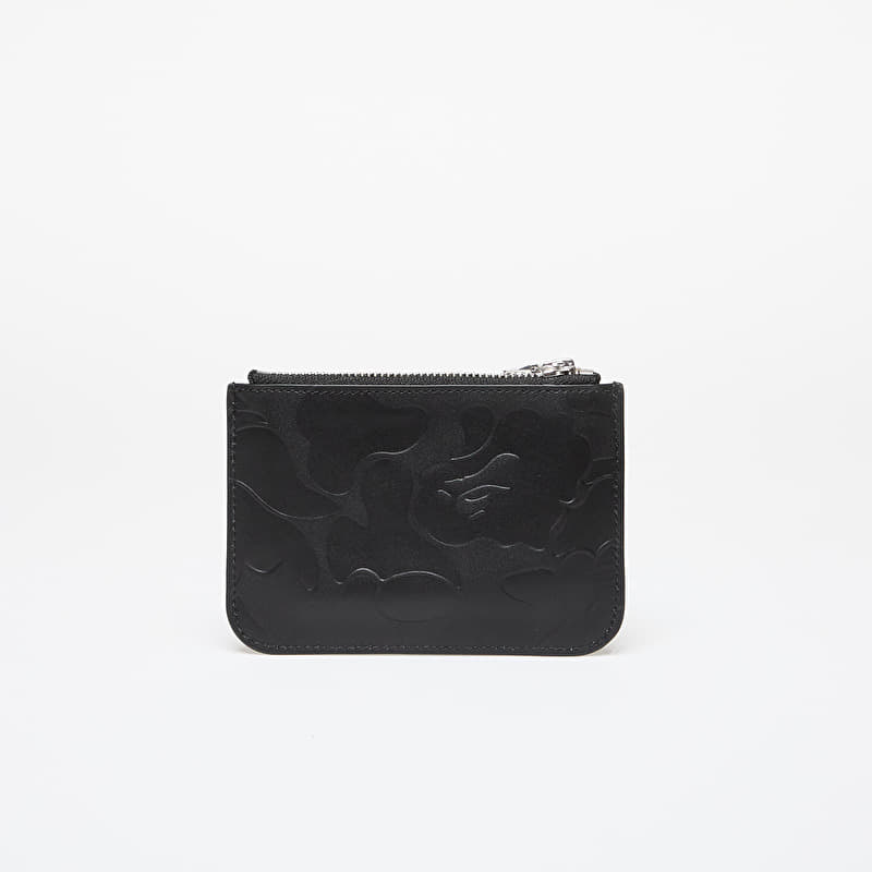 Men's wallets A BATHING APE Solid Camo Leather Pouch Wallet Black