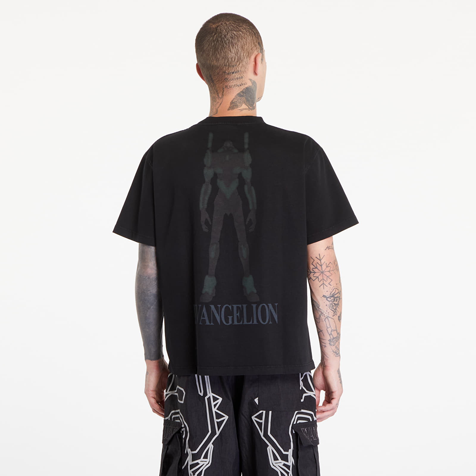 Magliette PLEASURES x Evangelion Angel Attack Heavyweight Short Sleeve Tee Faded Black